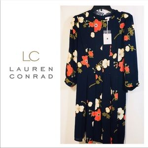 NWT LC Lauren Conrad 14 Navy Dress Floral Print